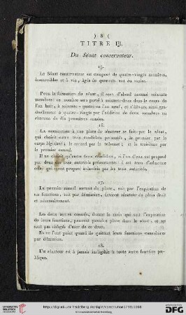Titre II: Du Sénat conservateur
