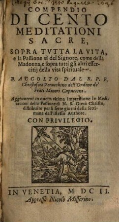 Compendio di cento Meditationi
