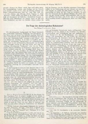 569-588 Zur Frage der christologichen Hoheitstitel