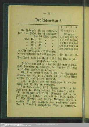 Droschken-Tarif