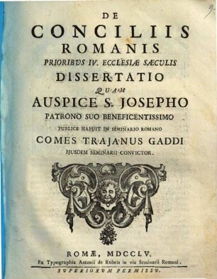 De conciliis Romanis prioribus IV ecclesiae saeculis dissertatio