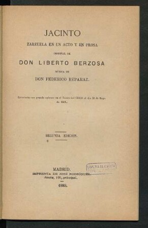 Jacinto : zarzuela en un acto y en prosa