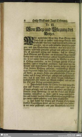 Tit. II. Von Heg- und Pflegung des Holtzes