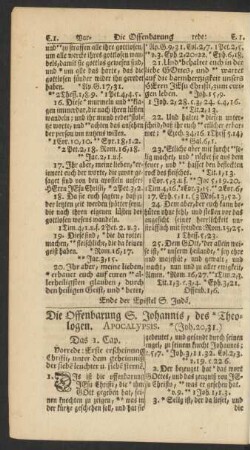 Die Offenbarung S. Johannis, des Theologen. Apocalypsis