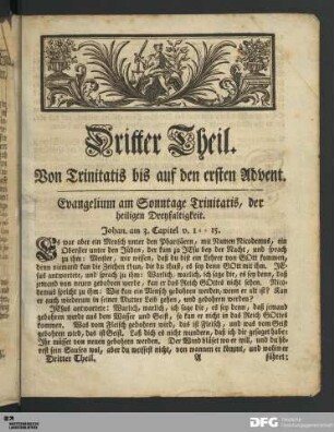 Evangelium am Sonntage Trinitatis, der heiligen Dreyfaltigkeit.