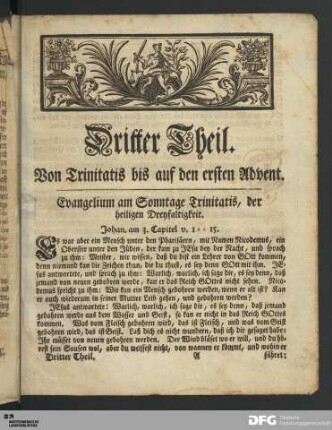 Evangelium am Sonntage Trinitatis, der heiligen Dreyfaltigkeit.