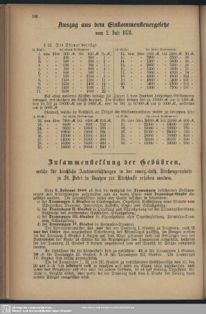 Auszug aus dem Einkommensteuergesetze vom 2. Juli 1878