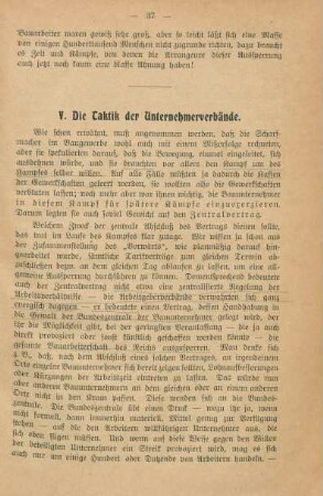 V. Die Taktik der Unternehmerverbände.