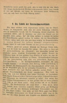 V. Die Taktik der Unternehmerverbände.