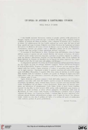 22: Un' opera di Antonio e Bartolomeo Vivarini nell'isola d'Arbe