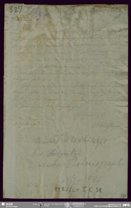 Eigenh. Brief von August Wilhelm von Schlegel an Johann Georg Zimmer, Blois, 06.10.1810