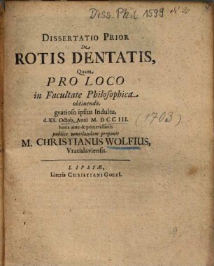 Dissertatio Prior De Rotis Dentatis