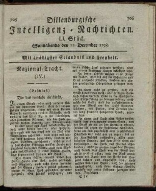 LI. Stück. Sonnabends den 22. December 1798.