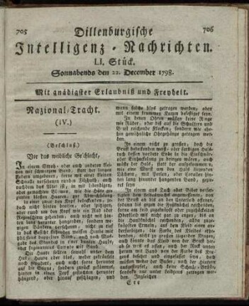 LI. Stück. Sonnabends den 22. December 1798.