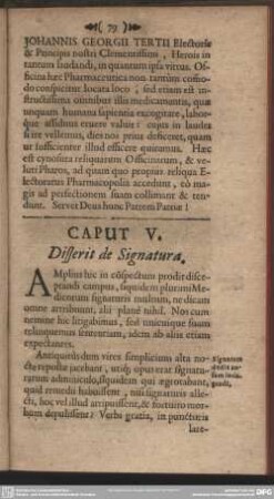 Caput V. Disserit de Signatura