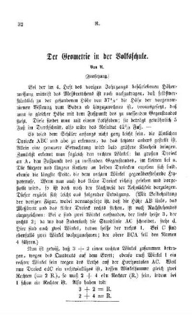 Der Geometrie in der Volksschule