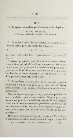 Note sur les équations de condition qui définissent un système de points.