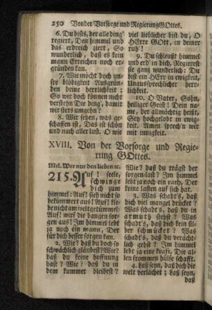 XVIII. Von der Vorsorge und Regierung Gottes.