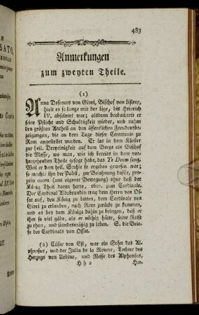 Anmerkungen zum zweyten Theile.