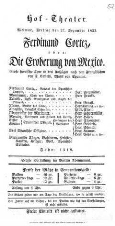 Ferdinand Cortez, oder: Die Eroberung von Mexico