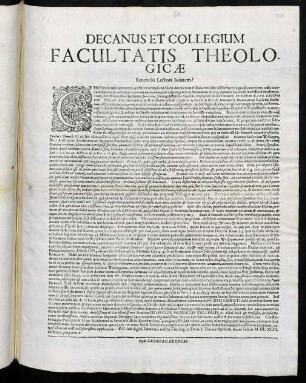 Decanus Et Collegium Facultatis Theologicae Benevolo Lectori Salutem!