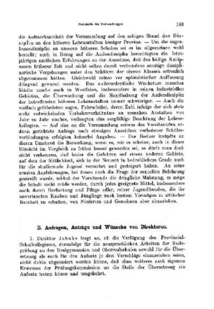 Anfragen, Anträge und Wünsche von Direktoren : [Protokolle der Verhandlungen]