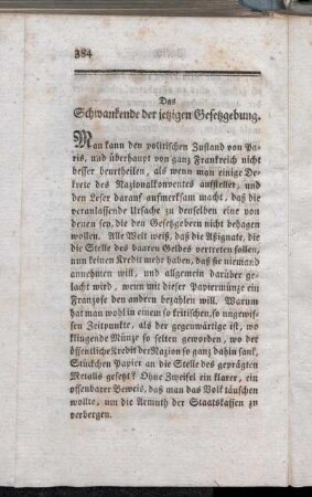 Das Schwankende der jetzigen Gesetzgebung