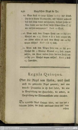 XI. Regula Quinque. oder die Regel von fünfen