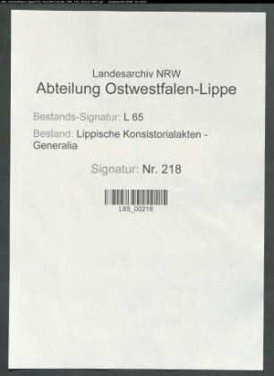 Besondere Stiftungen [Beneficia Specialia]: Dreikönigsstiftung [Beneficium Trium Regum] zu Blomberg