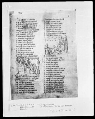 Le pélerinage de la vie humaine — Zwei Miniaturen, Folio 2recto