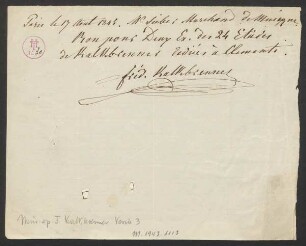 Gutschein für Musikalien vom 17.08.1845