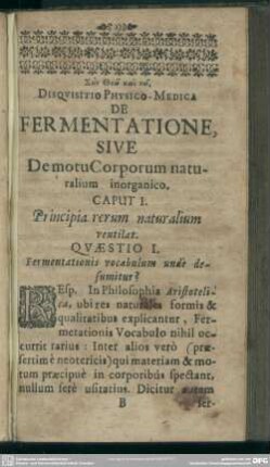 Caput I. Principia rerum naturalium ventilat