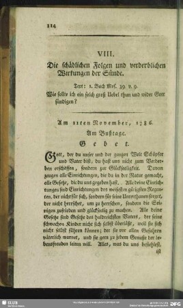 VIII. Die schädlichen Folgen und verderblichen Wirkungen der Sünde