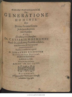 Theses Physiologicae, De Generatione Hominis