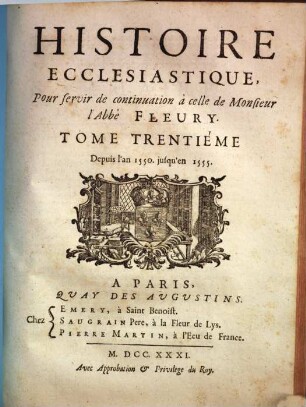 Histoire ecclésiastique. 30, Depuis l'an 1550. jusqu'en 1555
