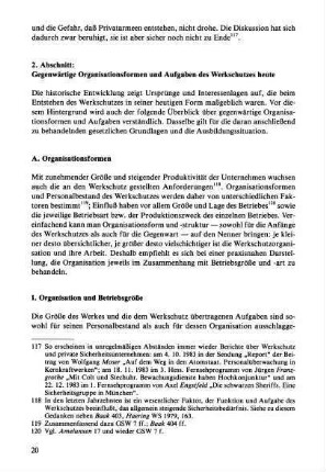 I. Organisation und Betriebsgröße