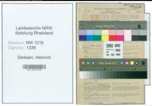 Entnazifizierung Heinrich Derksen , geb. 10.09.1890 (Postbeamter)