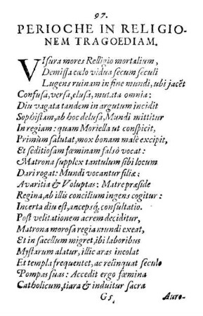 Perioche In Religionem Tragoediam.