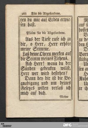 Für die Abgestorbene.