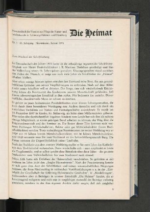 Nr. 1. 81. Jahrgang, Neumünster, Januar 1974.