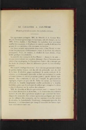 Le Cacaoyer A San-Thomé.