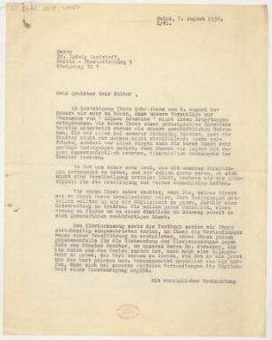 Brief an Ludwig Landshoff : 07.08.1930
