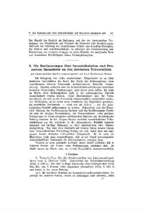 Die Bestimmungen über Immatrikulation und Promotion Immaturer an den deutschen Universitäten