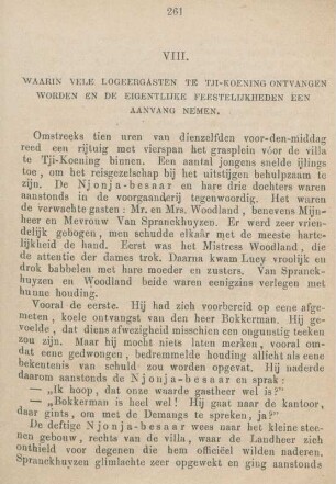 VIII. Waarin vele logeergasten te Tji-Koening ontvangen worden en de eigentlijke feestelijkheden een aanvang nemen