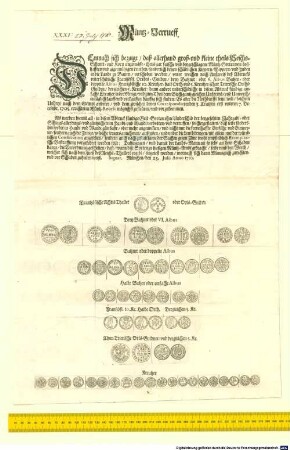Mu[o]ntz-Verrueff. : Signat. Muenchen, den 23. Julij Anno 1710.