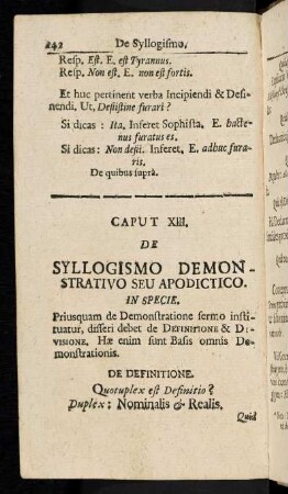 242-255, Caput XIII: De Syllogismo Demonstrativo, Caput XIV