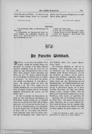 Die Parochie Wohlbach