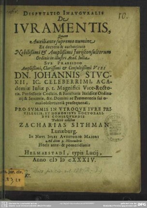 Disputatio inauguralis de juramentis