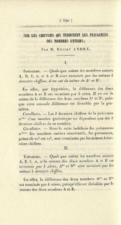 Sur les chiffres qui terminent les puissances des nombred entiers.