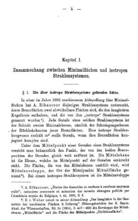 § 1. Die über isotrope Strahlensysteme gleitenden Sätze.
